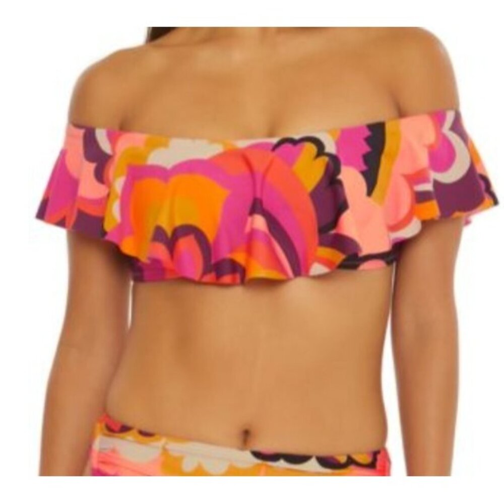 Trina Turk Monaco Off The Shoulder Bandeau Swim Top Fan Faire NWT $98 Size 4